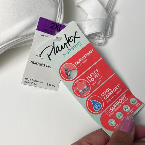 Playtex Women's Maternity & Nursing Seamless Wirefree Bra White 2X - Picture 10 of 11